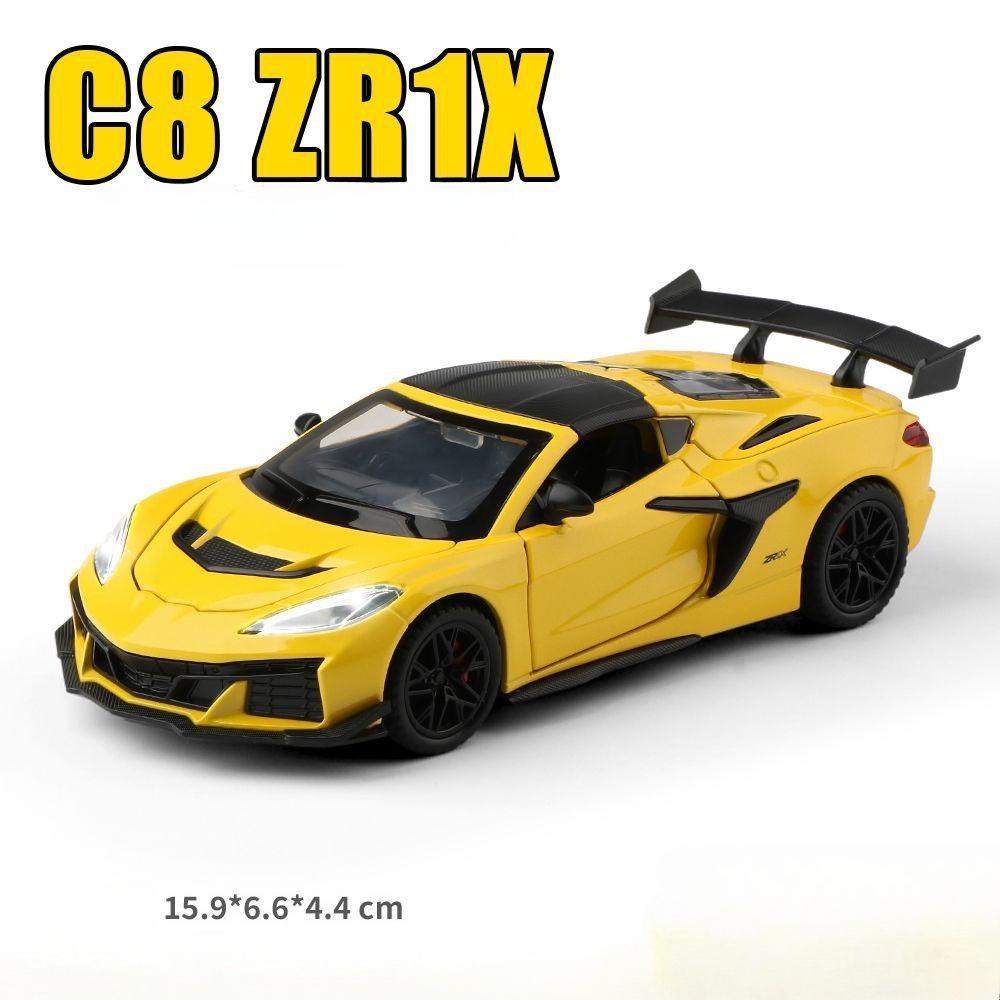 Моделирование 1:32 C8 Zr1X Складная Трансформируемая Версия Гоночного Трассы Сплав Модель Автомобиля Звук Свет Инерционный Игрушечный Транспорт Миниатюрный
