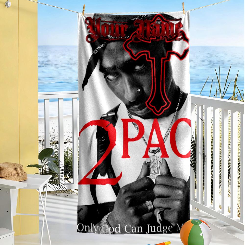 2pac Customize Your Name Beach Towel Super Soft & Absorbent Ideal for Travel Outdoor Swim Pool Yoga Surf Camping Hiking Gym Gift Holiday
