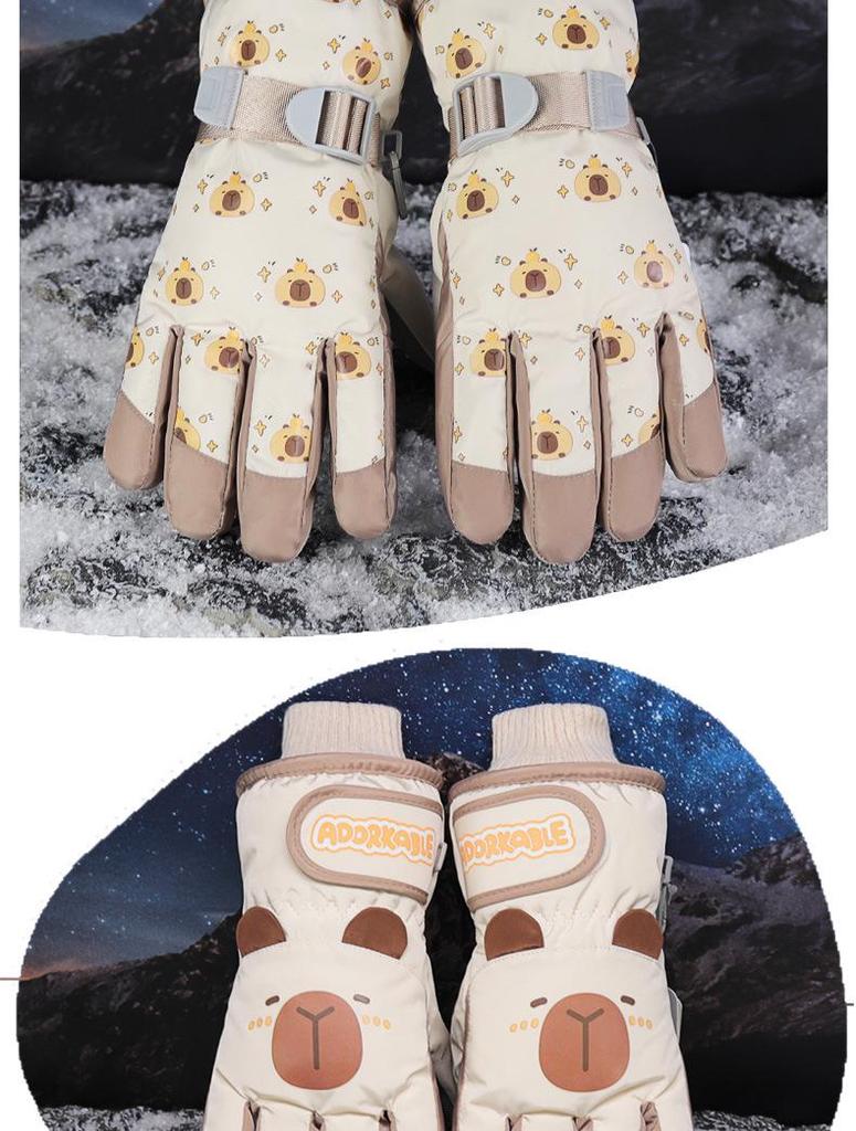 Capybara Kids' Winter Ski Gloves - Waterproof, Windproof, Warm, for Boys, Girls, and Teens