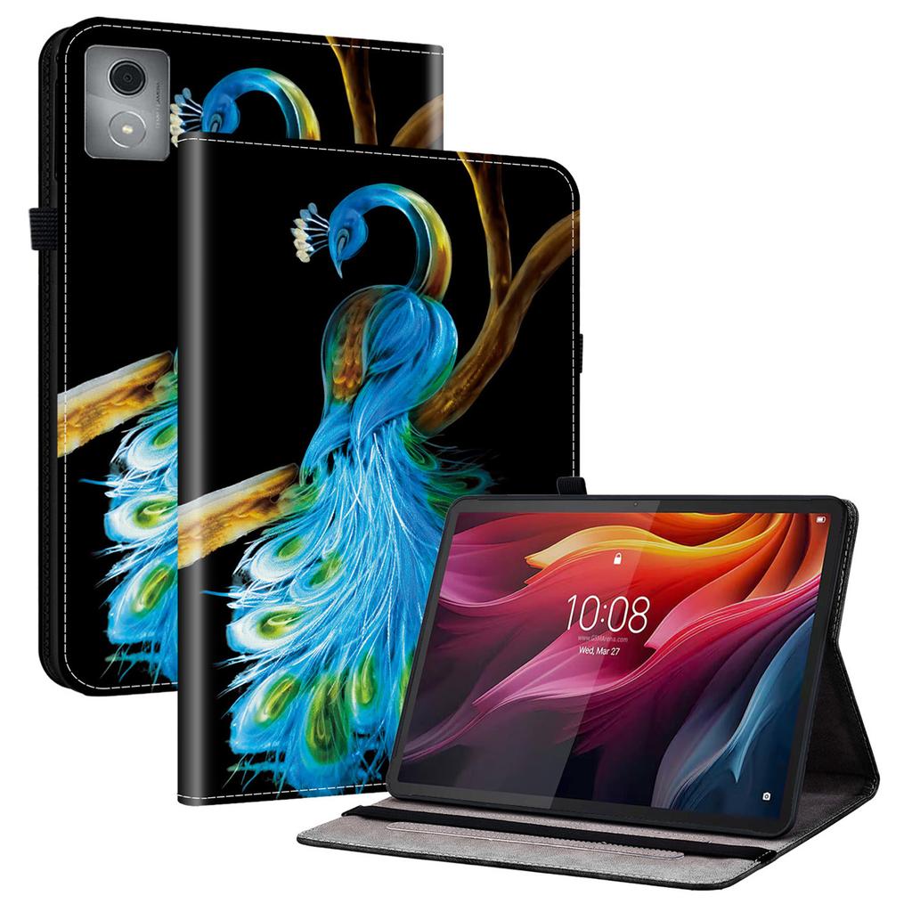Кожаный чехол для Lenovo Tab K11 Plus/M11 Plus/Xiaoxin Pad Plus (2024) Чехол-подставка с принтом и слотами для карт