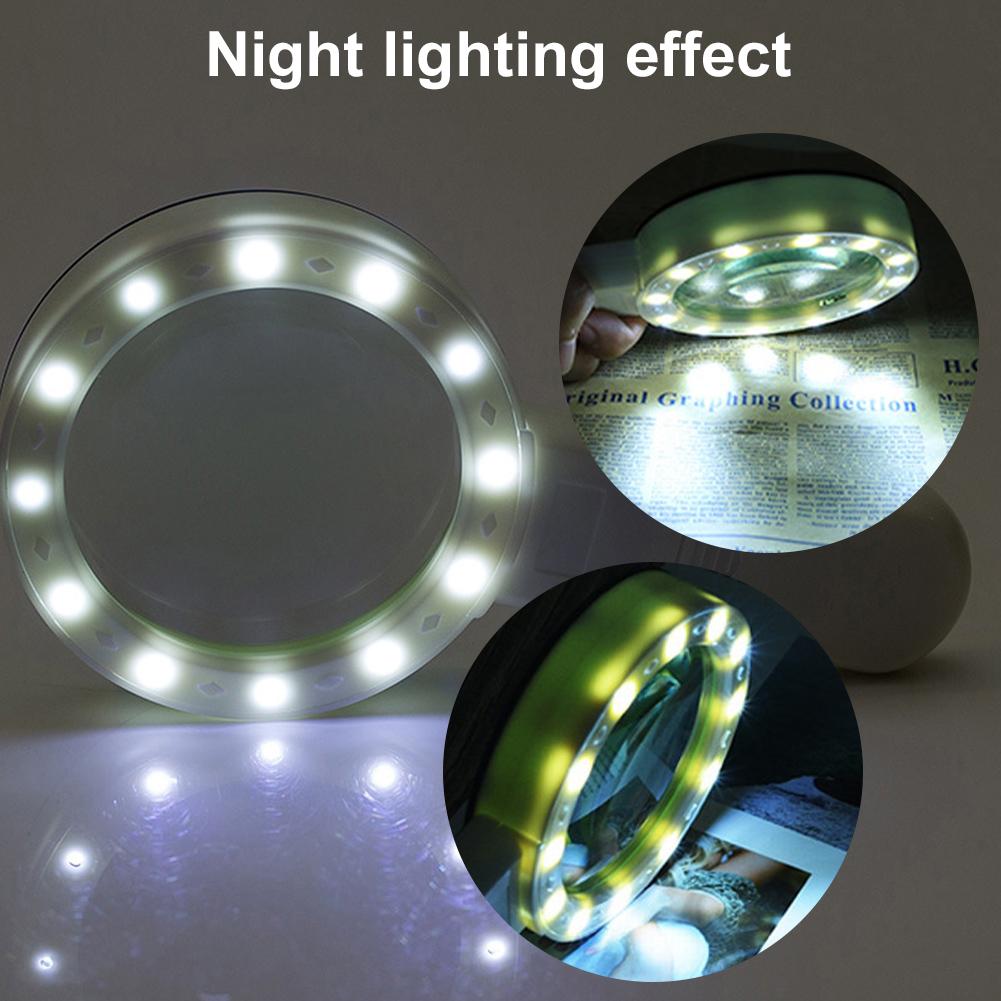 30X Magnifier Handheld LED Glasses with Illumination Microscope Magnifying Glass Lens Reading Jewelry Glass Repair Tool