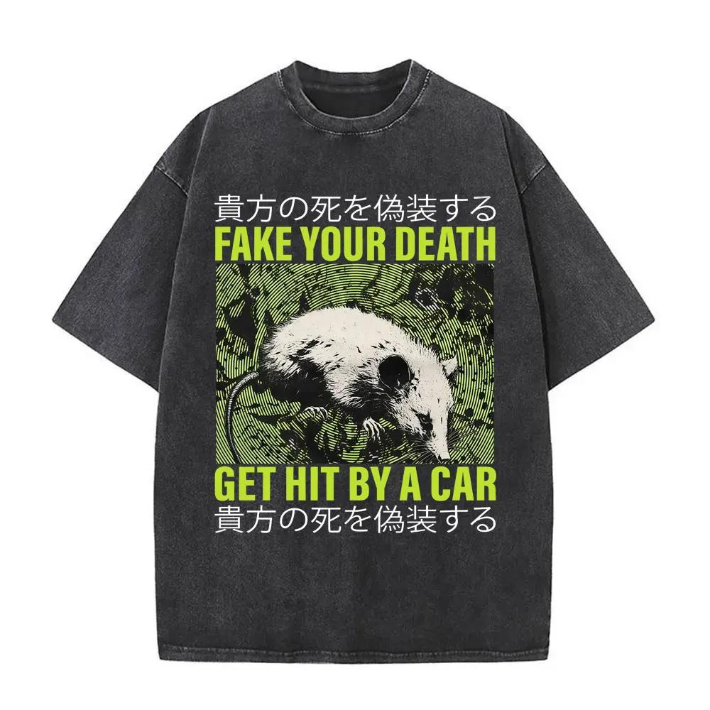 Countless Horrors Await But I Remain Faithful To The Cheese T Shirt Funny Japanese Style Mouse Rat Retro Washed Tshirt Unisex