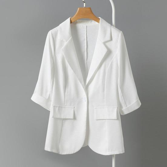 Женский летний костюм, пальто с лацканами 45355, облегающая повседневная куртка с рукавами и одной пуговицей