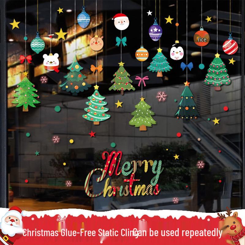 Рождественские наклейки на окно Дед Мороз