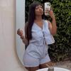 European and American women's clothing temperament V-neck strap bow sleeveless vest top shorts African foreign style new two-piece set