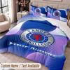 Rangers FC Printed Bedding Set Custom Name Text 1 Duvet Cover 2 Pillowcases For Bedroom
