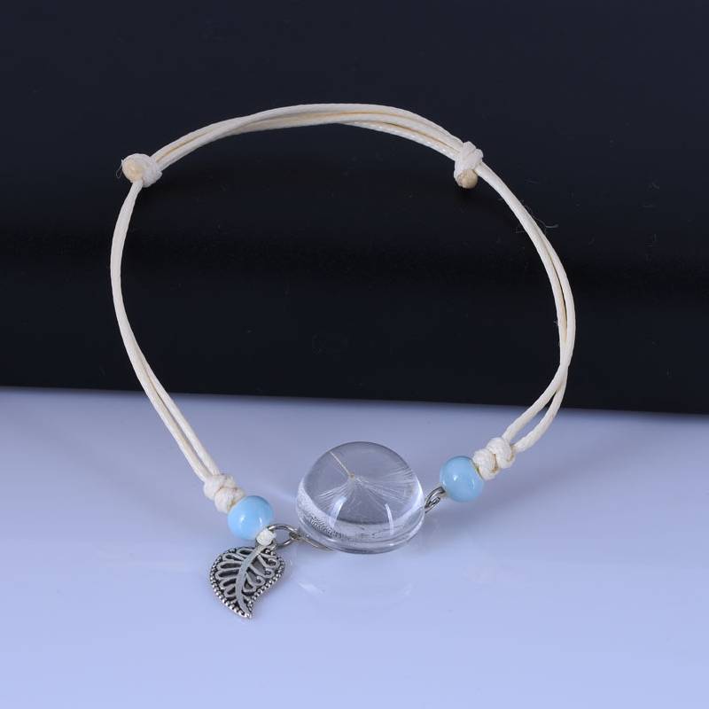 Dandelion Hand Chain With Glass Beads For Friendship And Giftgiving