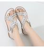 Fashion Women's Fashion Diamond Sandals 2025 Summer New Retro Flower Beach Sandals Women's Comfortable Anti Slip Soft Bottom Plus Size
