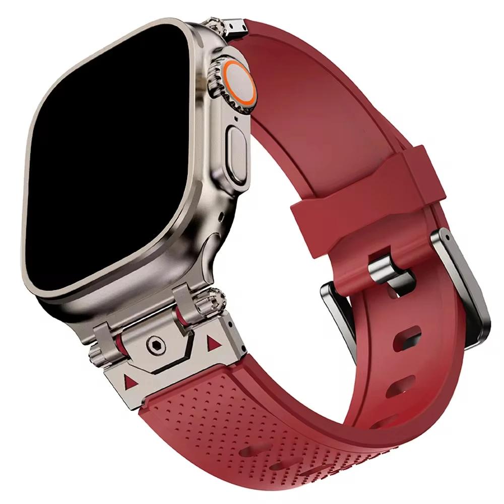 Спортивный ремешок из каучука титанового цвета для Apple Watch Ultra 2 49 мм Серии 9 8 7 45 мм 42 44 мм Ремешок для iWatch ULTRA 6 5 4 se