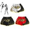 Unisex Muay Thai Shorts Ice Silk Printed Embroidery Elastic Waist Boxing Fight Kickboxing Grappling Training Workout Gym Shorts