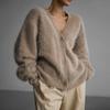 Imitation Mink Wool Knitted Sweater Cardigan Autumn and Winter Lazy Loose Long-sleeved V-neck Sweater Jacket Women