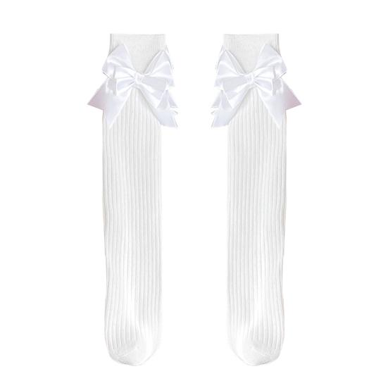 1 пара детских хлопковых гольфов с бантиками до колена, хлопковые длинные носки, очаровательные дышащие носки до середины икры для малышей 3-12 лет