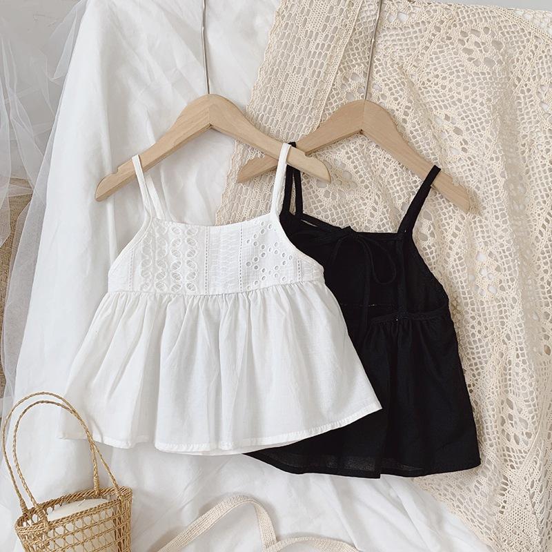 Летний милый короткий топ-майка на бретелях для девочек