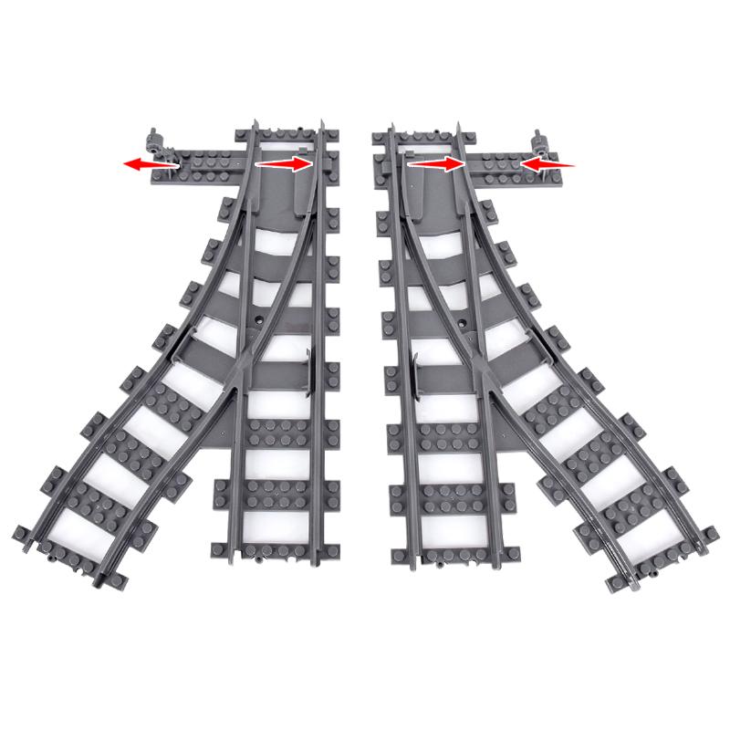 MOC Creative Expert Ideas City Train Tracks Straight Curved Switch Crossings Rails Bricks Building Blocks DIY Toys for Kids Gift