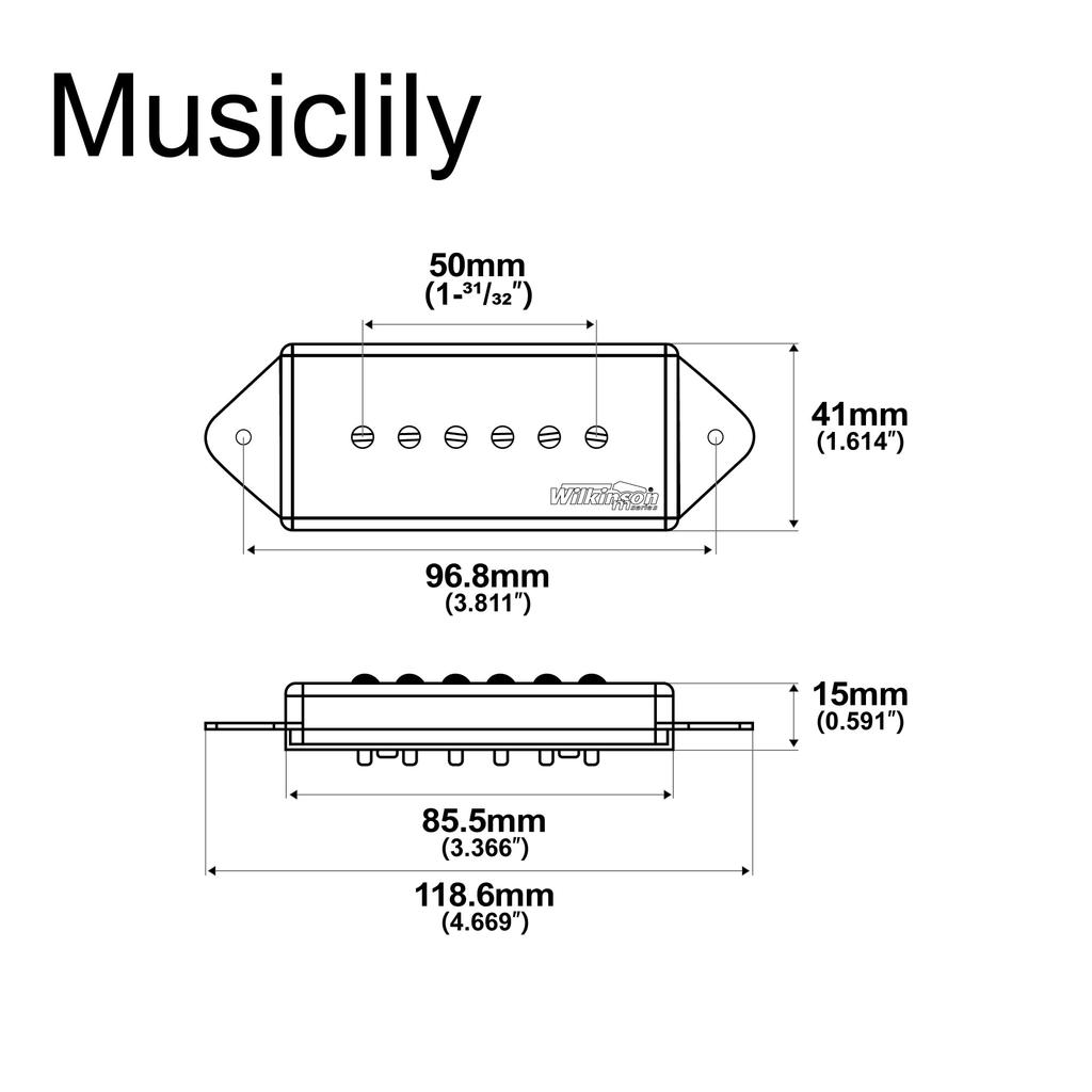 Wilkinson WO90 Ceramic P90 Dog Ear Pickup PU Bridge для Les Paul SG Electric Black of Guitars, (Набор 2)
