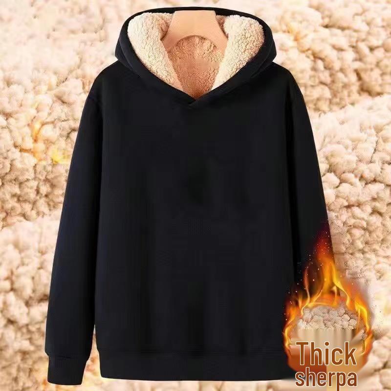 Мужской кардиган оверсайз однотонный с капюшоном - Плюс вельвет, утолщенная повседневная толстовка для осени/зимы 2022