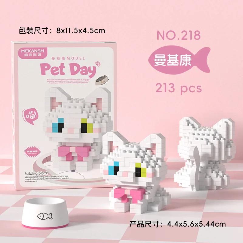 Animal Micro Building Blocks Sets Ocelot Ragdoll Cat Dog 3D Model Husky Collie Mini Figure Brick Toys Schnauzer For Kids Gift