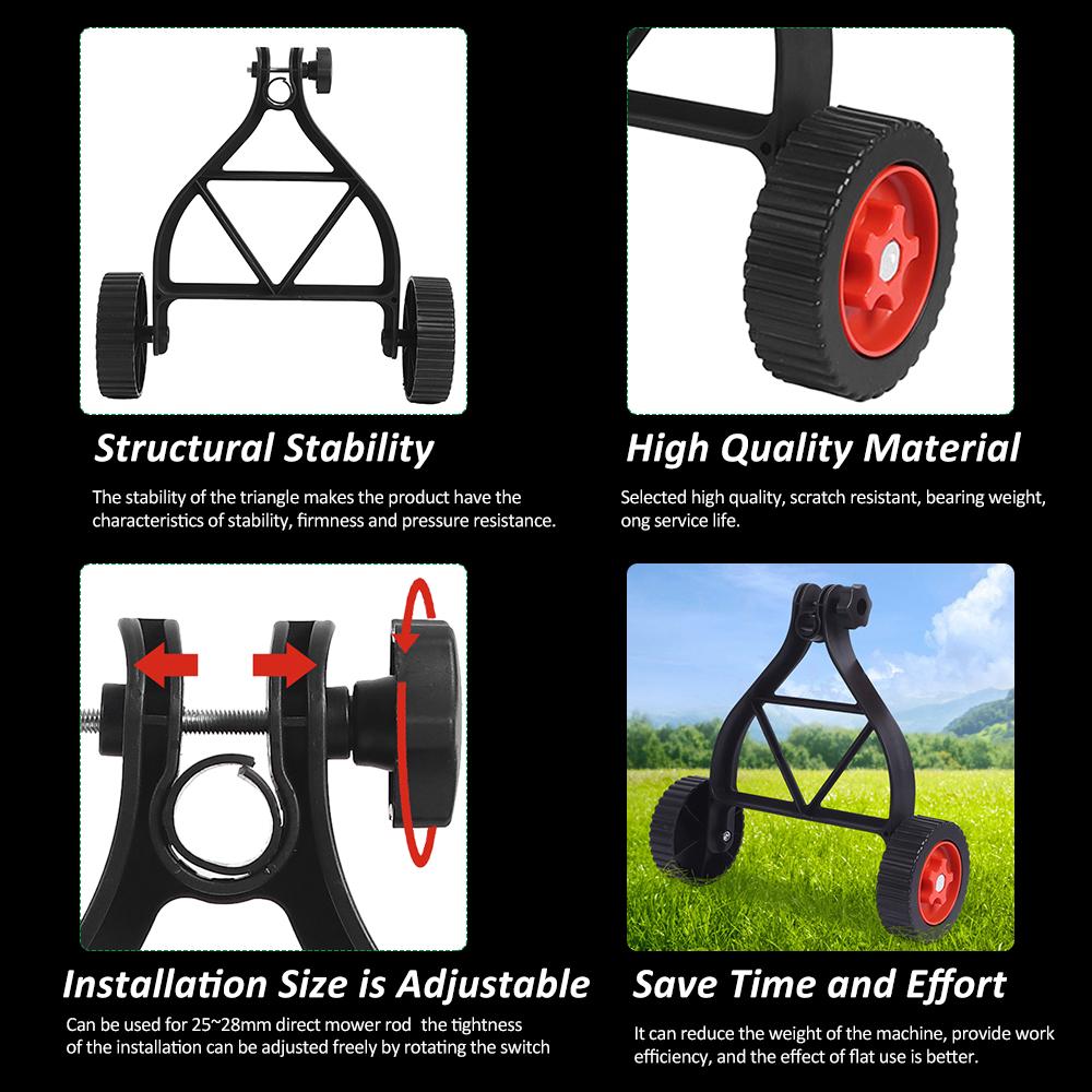 Labor-Saving Auxiliary Wheel of Lithium-Ion Mower Adjustable Support Wheels Set for Cordless Grass