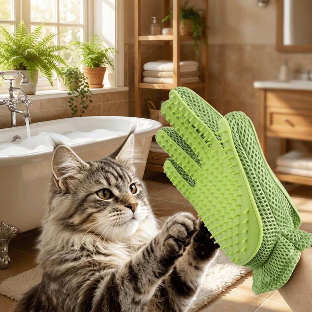 Anti-Scratch Dog Hair Remover Breathable Pet Hair Glove Cat Grooming Cleaning Glove Bathing