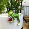 Funny Drinking Frog Statue Flower Pot Hugger Resin Hanging Frog Figurine Planter Pot Decorations for Home Garden Fence Balcony Patio Lawn Yard