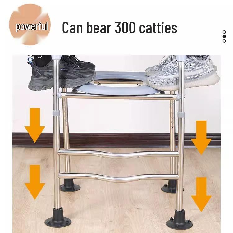 Elderly Toilet Riser Frame with Raised Armrests and Squatting Pan