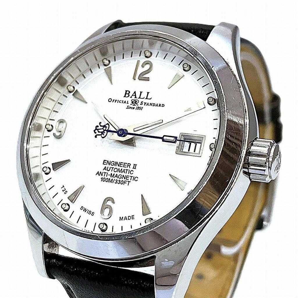 Б/у Часы BALLWATCH Engineer 2 Общий вес прибл.. 71,2 г Нержавеющая сталь Натуральная кожа Автоматический завод Белый циферблат NM1026C Мужские