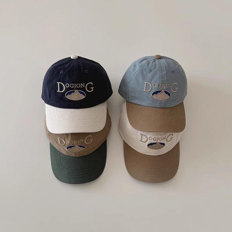 Spring Autumn Thin Kids Block Letter Embroidery Baseball Cap Stylish Boys Duckbill Hat
