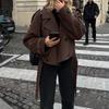 Женское шерстяное пальто Осень/Зима 2026: Европейский и американский стиль, Отложной воротник, Пояс на талии, Куртка с длинным рукавом.