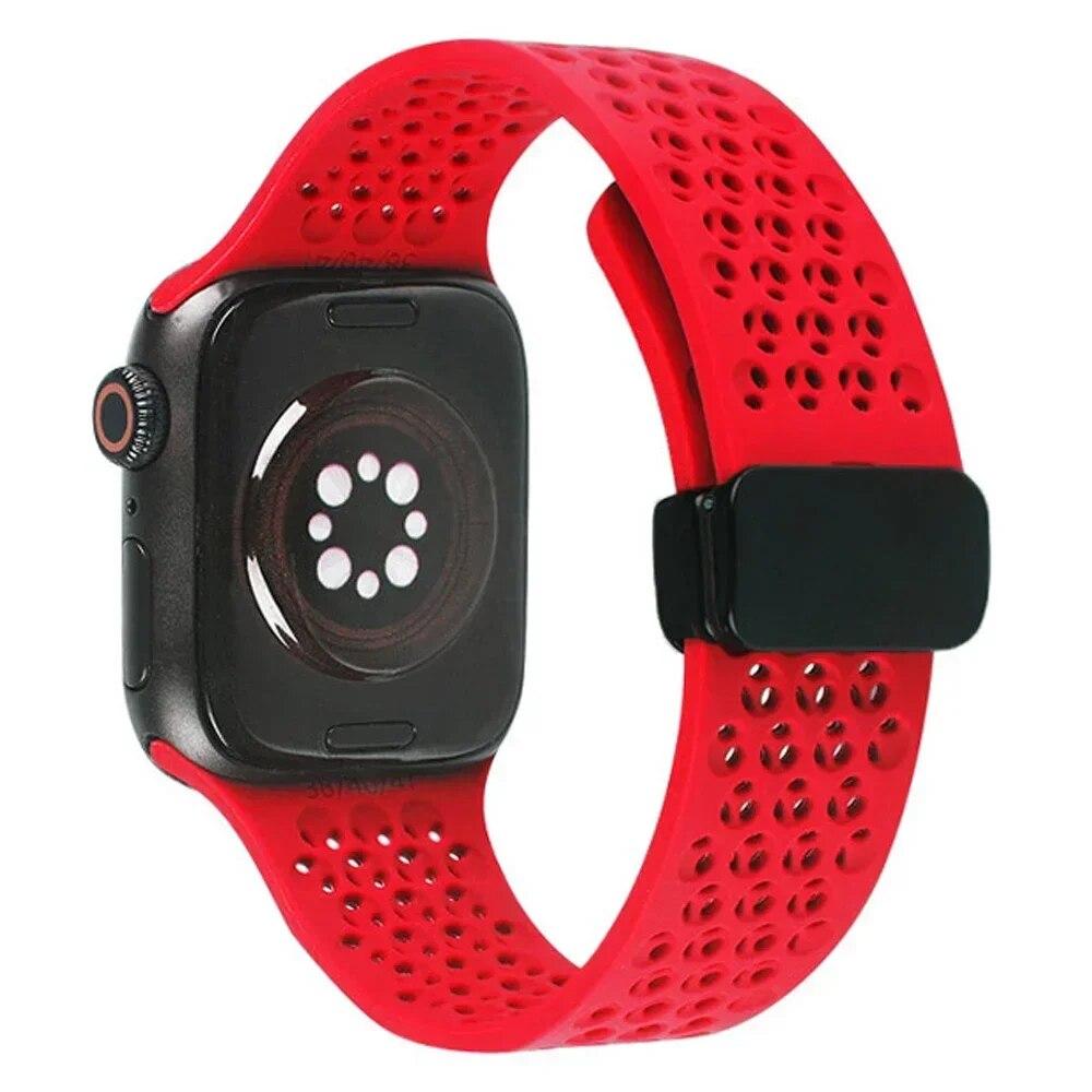 Magnetic Sports Silicone Strap for Apple Watch 49mm 45mm 44mm 41mm 40mm 42mm 38mm Rubber Band for IWatch Series 9 8 7 6 5 4 Se Ultra 2