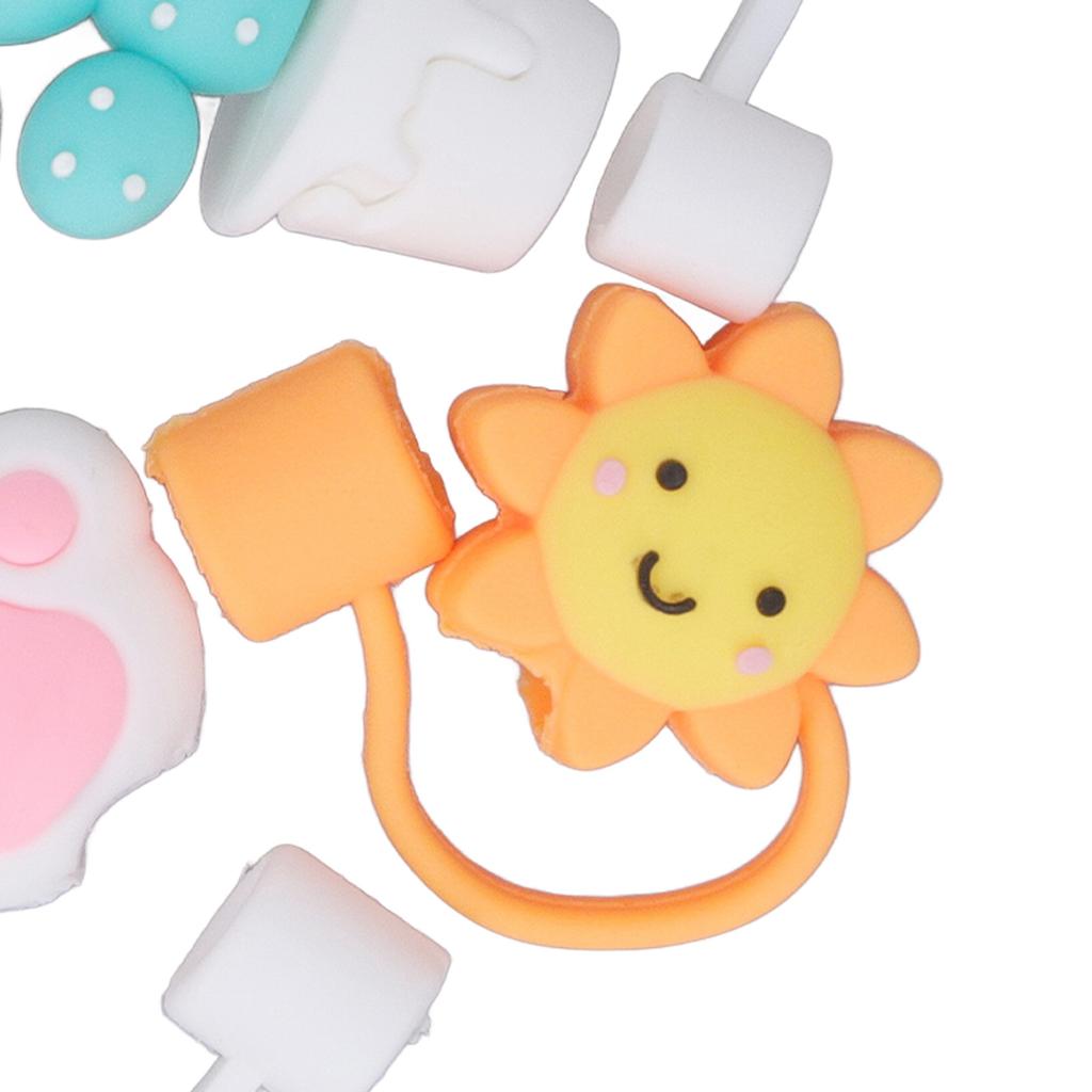 6 PCS Silicone Straw Plug Dustproof Sealed Reusable Silicone Drinking Straw Cap for Party