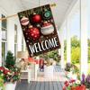 1pc, Christmas Welcome and Belief Holiday Decoration Pattern (3)  Double-sided Garden Flag, Yard Decoration, Outdoor Decoration, Lawn, Flag Only -