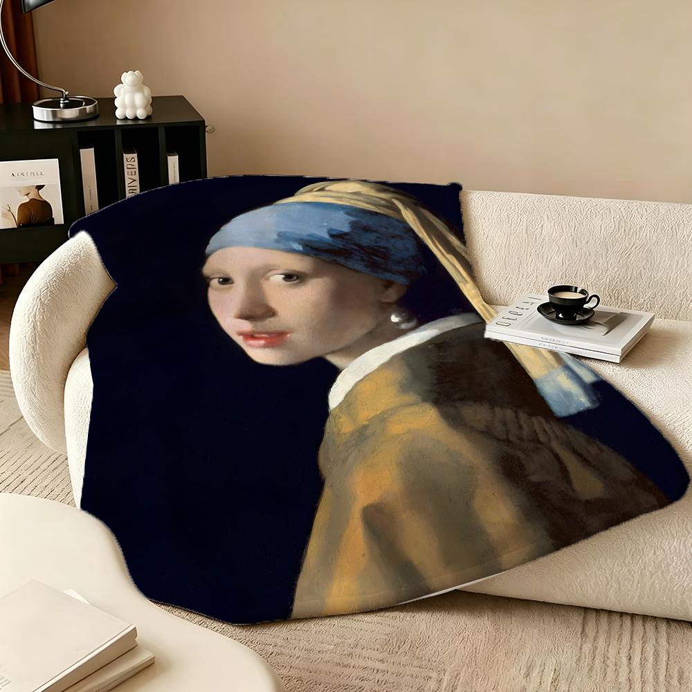 Artist J-Johannes Vermeer Throw Flannel Blanket Perfect for Sofa Office Bed Travel Sleep Read Relax Camping four season use