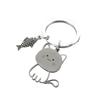 Funny Cartoon Cat Fish Keychain Couple Lovers Stainless Steel Keyring Lovely Pendant Key Chain Valentine'S Day Gift Jewelry
