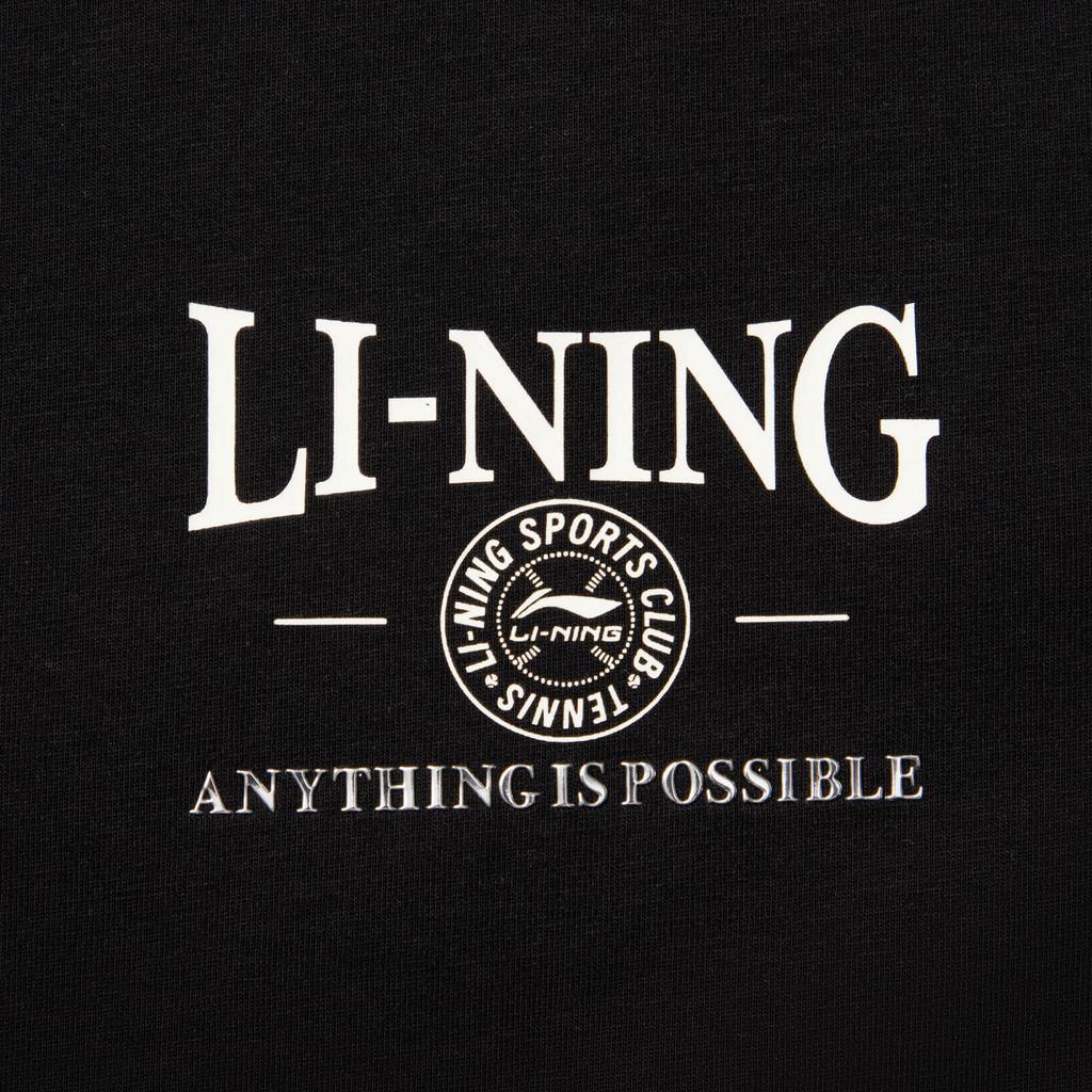 Li-Ning Минималистичная универсальная футболка с круглым вырезом, свободного кроя, с логотипом в виде буквы, со спущенным плечом и коротким рукавом, мужские топы, черный AHSV479-5