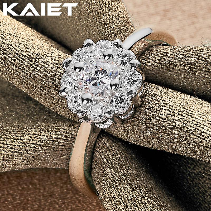 925 Silver Color Flower Crystal 7-10 Ring For Women Fashion Accessories Jewelry