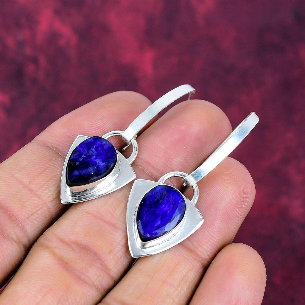 Серьги из стерлингового серебра 925 пробы с сапфиром, серьги с драгоценными камнями ручной работы, подарки для жены, абсолютно новые серьги