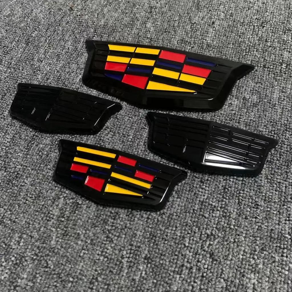 AABHW1 2Pcs For Cadillac XT6 Car Front Logo Emblem Cover Rear Trunk Badge Emblems Sticker Exterior Accessories