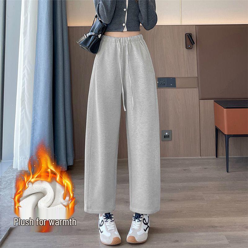 Women's 2025 Loose High-Waist Wide-Leg Velvet Sweatpants