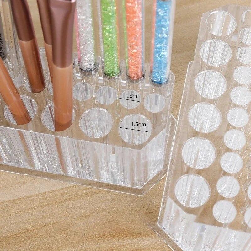26 Holes Nail Brushes Storage Box Acrylic Holder Organizer Beauty Container Makeup Brushes Pens Tool Kit Display Shelf Holder