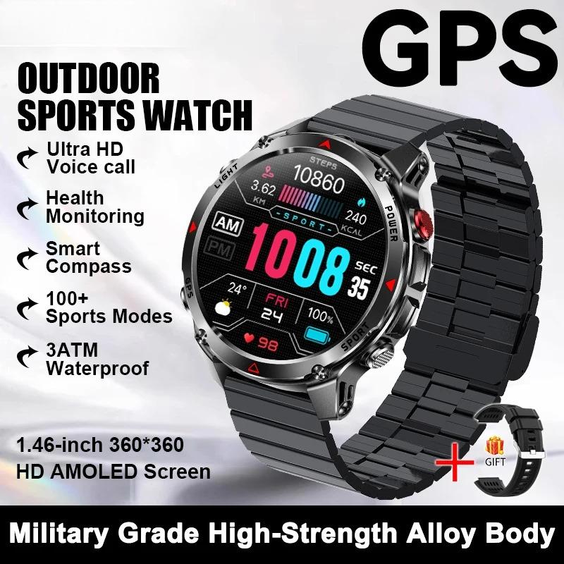 New Military Outdoor GPS Positioning SmartWatch Men Run RIDE Fitness GPS Tracer 10ATM/IP69 Compass HD call Sports Watch bracelet