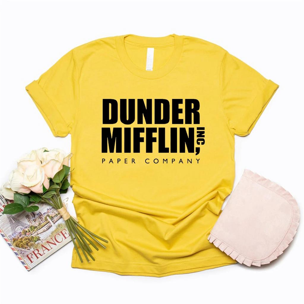 Футболка Dunder Mifflin, офисный подарок, футболка Dwight Schrute, забавная футболка с изображением телешоу, женская футболка Dunder Mifflin Paper Company