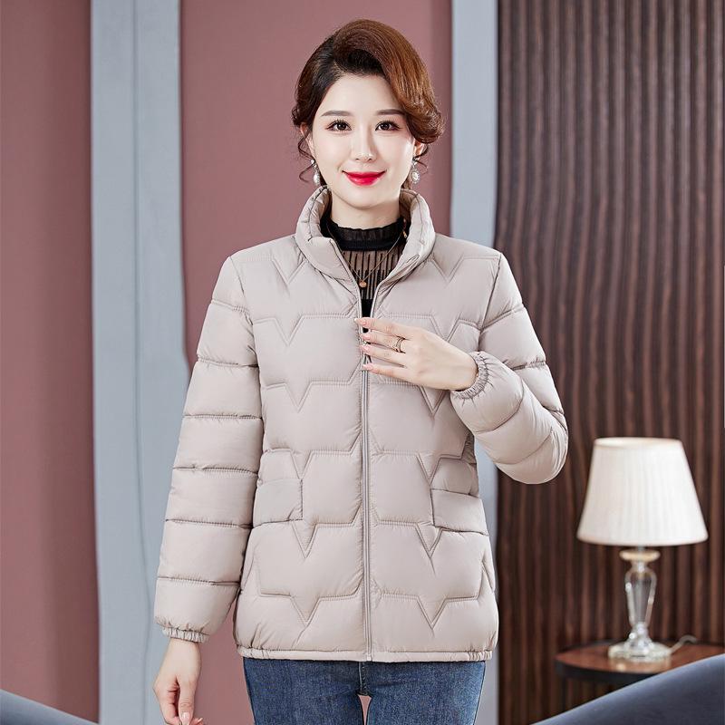 Middle-aged and Elderly Women's Casual Winter Slim Thin Down Cotton-padded Jacket Coat