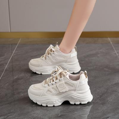 CRLAYDK Женские массивные кроссовки на танкетке, модные кроссовки в стиле «папа», платформа, повседневные, кожаные, удобные для ходьбы, спортивные, для бега, тенниса