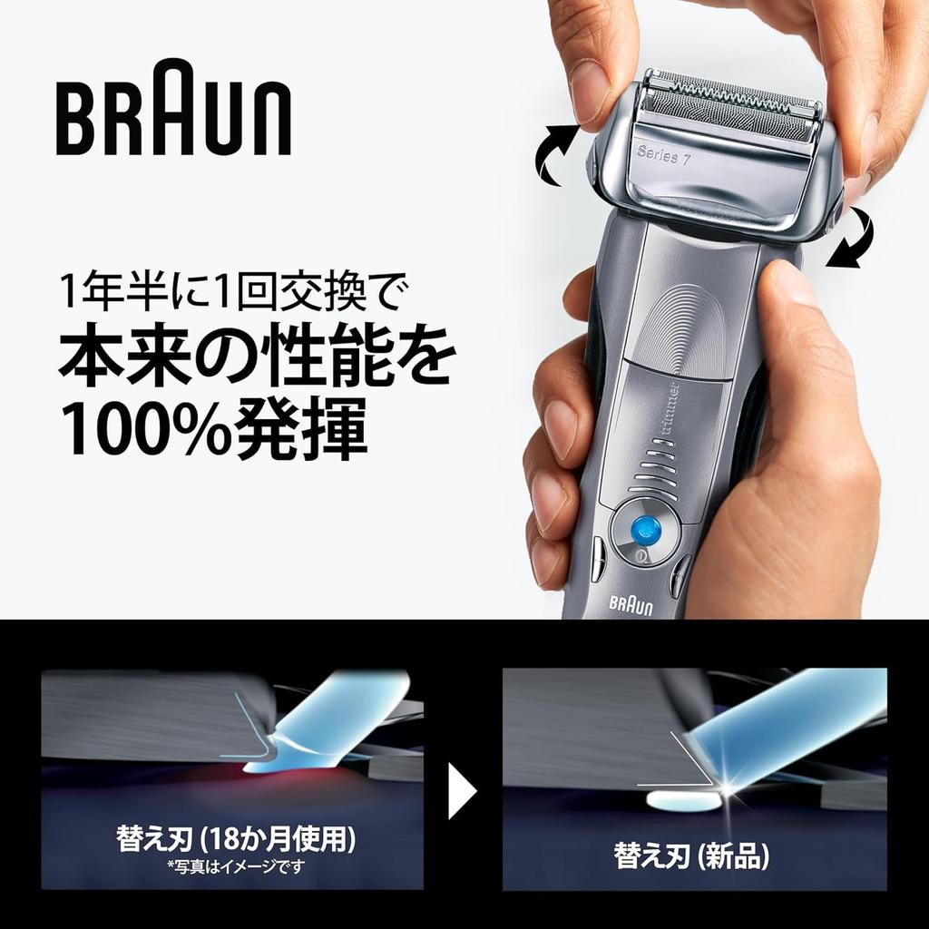 Оригинальные сменные лезвия Braun для старой серии 7, обеспечивающие производительность бритвы, F/C70S-3Z-b, Серебристый, Щетки на 1,5 года, 100%