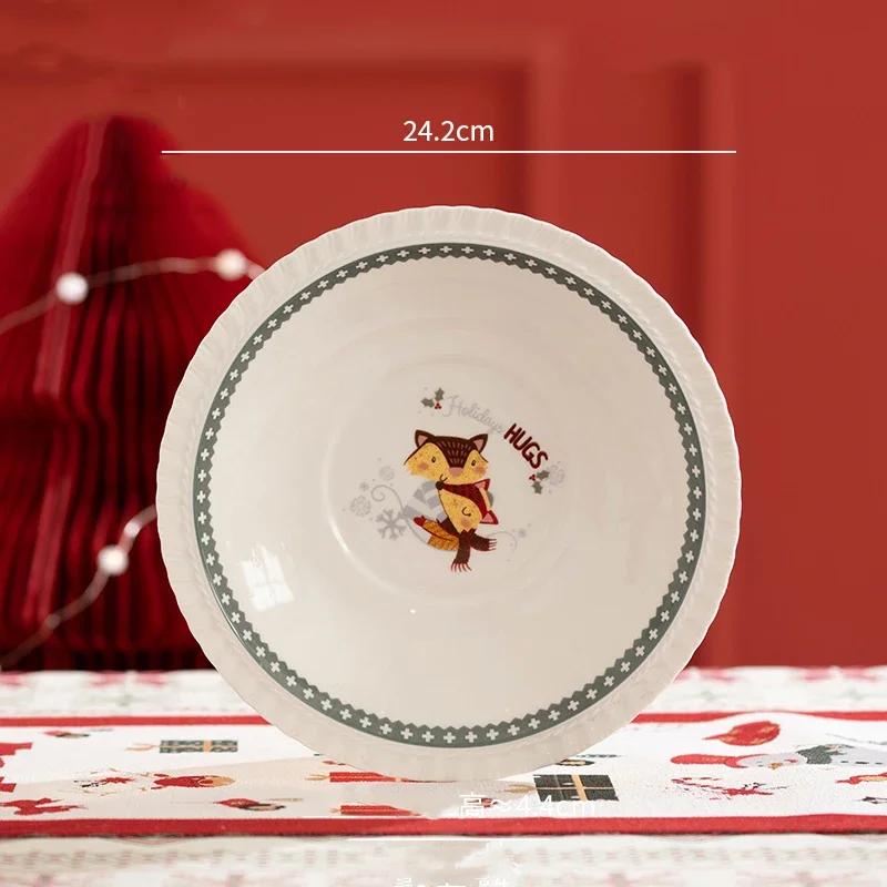 Exquisite Christmas Ceramic Plates Home Fruits Dessert Plate Delicious Dishes Salad Dining Plate Cute Rice Bowls