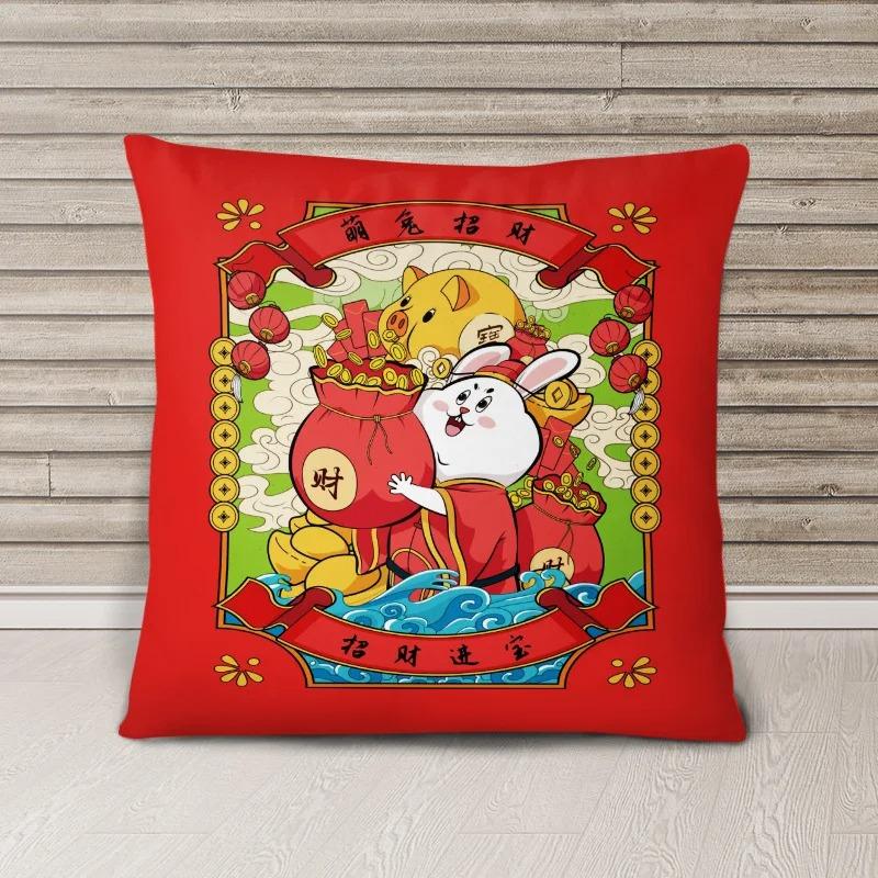 Juste De Coussin Lapin Dessin Animé Pour La Décoration Intérieure, Taie D'oreiller De Luxe, Cadeau De Nouvel An, Bureau, Canapé, Voiture