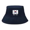 South Korea Flag Print Bucket Hat , Patriotic Fisherman Hat Solid Color Wide Brim Foldable Basin Cap