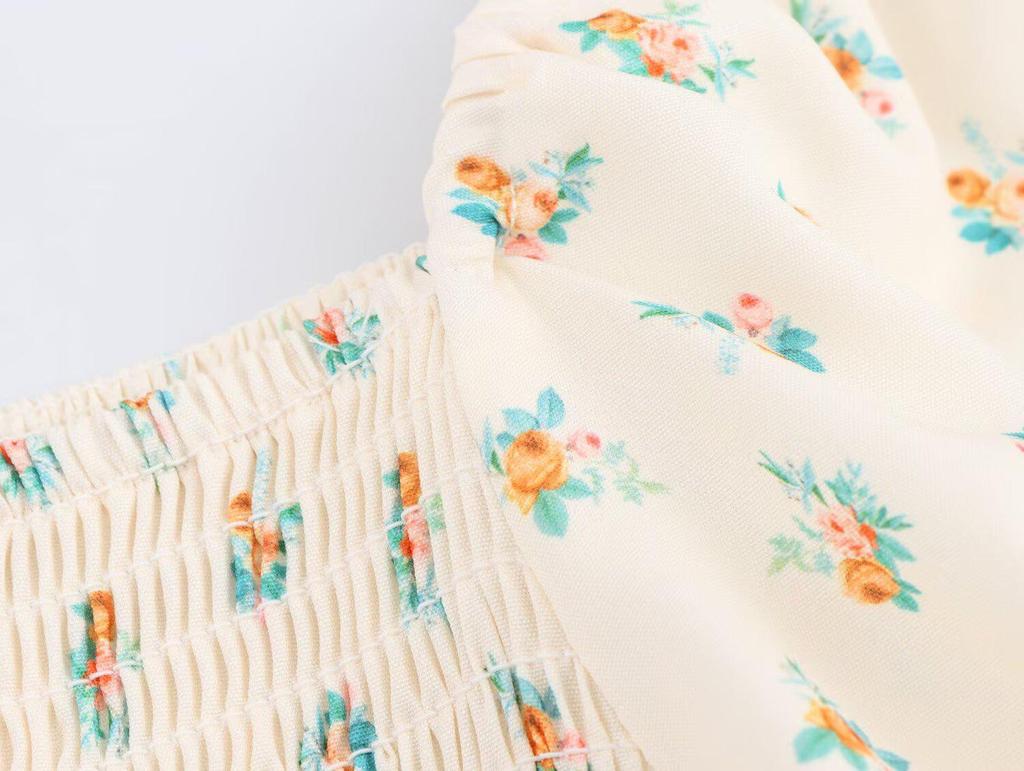 Spring 2025 Women's European & American Style Fashion Fresh Print Short Sleeve Dress