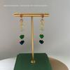 Niche color love zircon earless ear clips long super fairy temperament earrings light luxury high-end peach heart earrings
