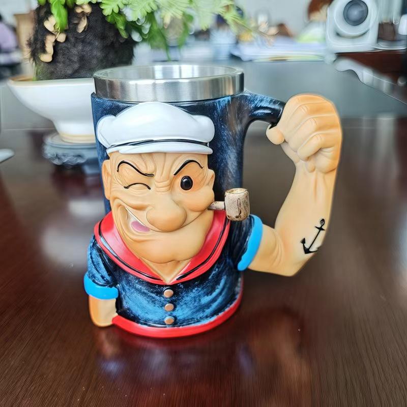 Мощная кружка для воды, креативная кружка для воды, Папай Сила Му, Поставляется с внутренней вставкой, Кружка Пинеда, подарок